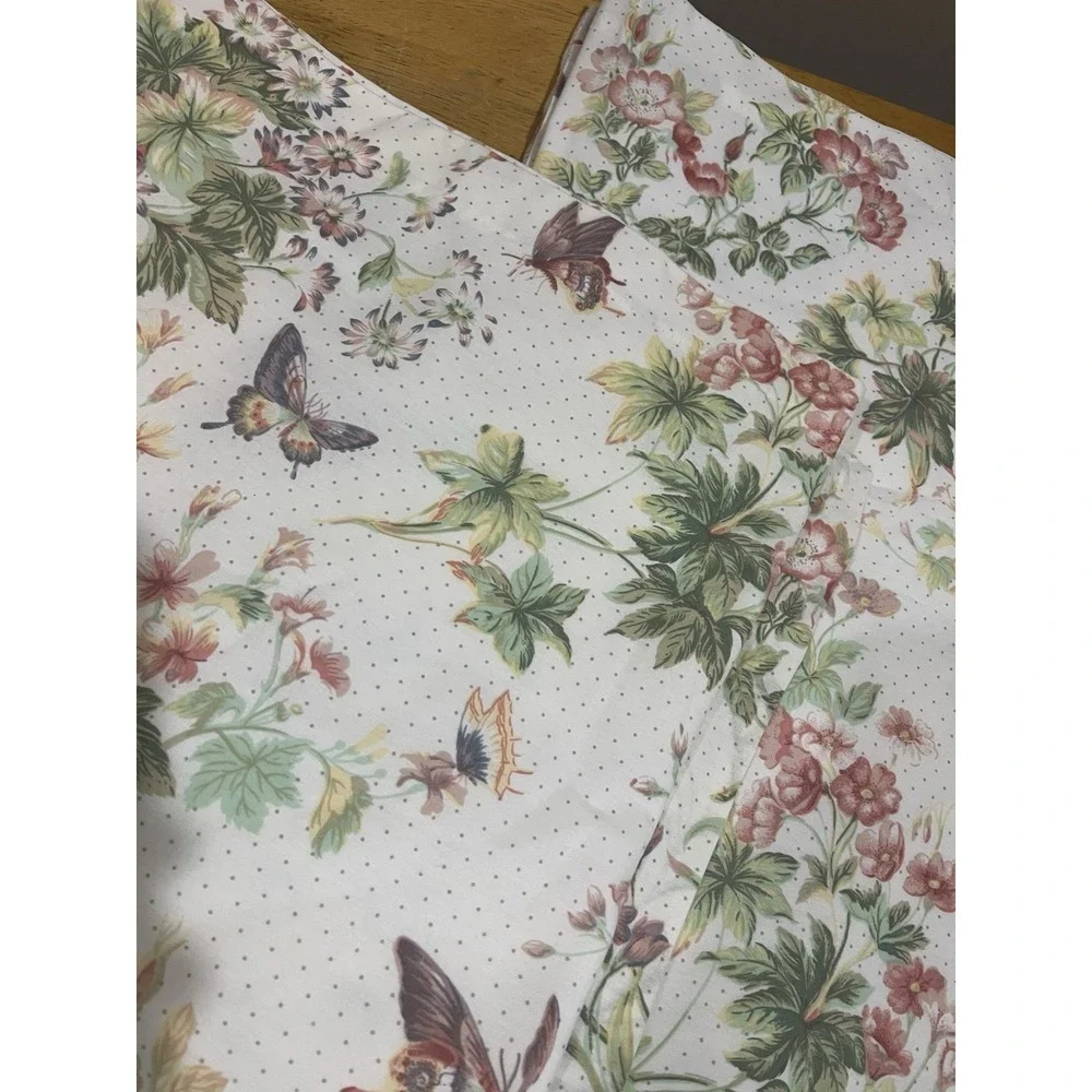 Vtg JC Penny Floral Drape Curtain (2) Panels Wildflower‎ Butterfly 40x64